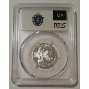 2000 S Silver Massachusetts State Quarter Proof PR69 DCAM PCGS Flag Label
